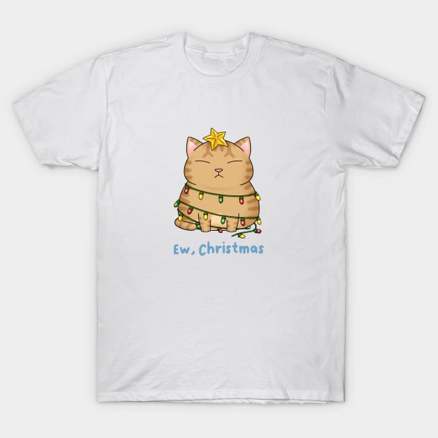 Ew Christmas Cute Orange Cat Christmas Tree T-Shirt by Takeda_Art